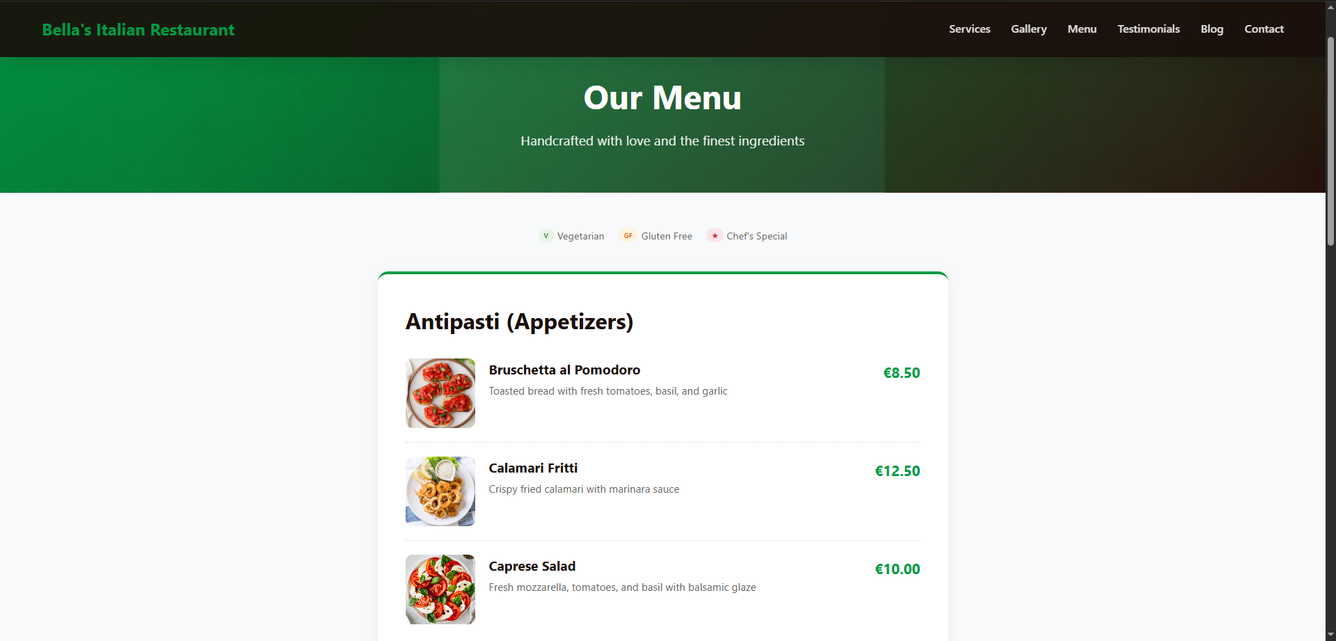 Restaurant Website - Demo